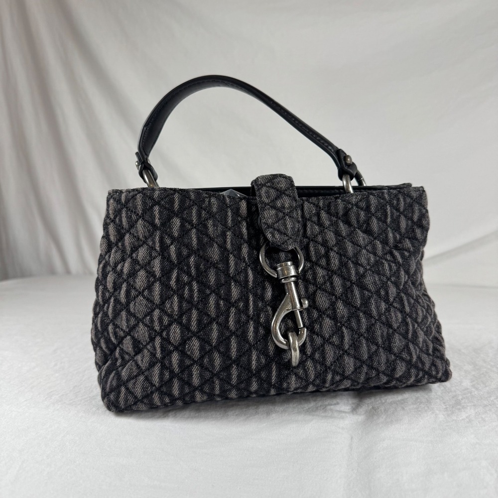 Rebecca Minkoff Black Quilted Denim Leather Satchel Handbag